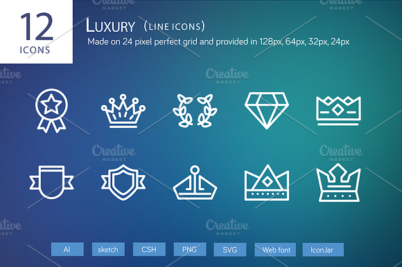 12 Luxury Line Icons preview 3