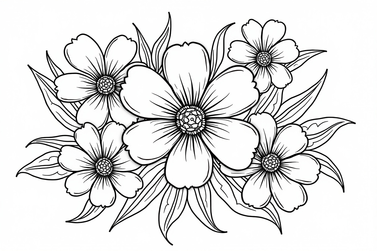 Flower Line Art Coloring Pages Bundl, an Illustration by Artivon (Photo 9 of 9)