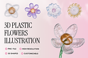 3D Plastic Flowers Illustration, an Object Graphic by Illustrava (Thumbnail 1 of 7)