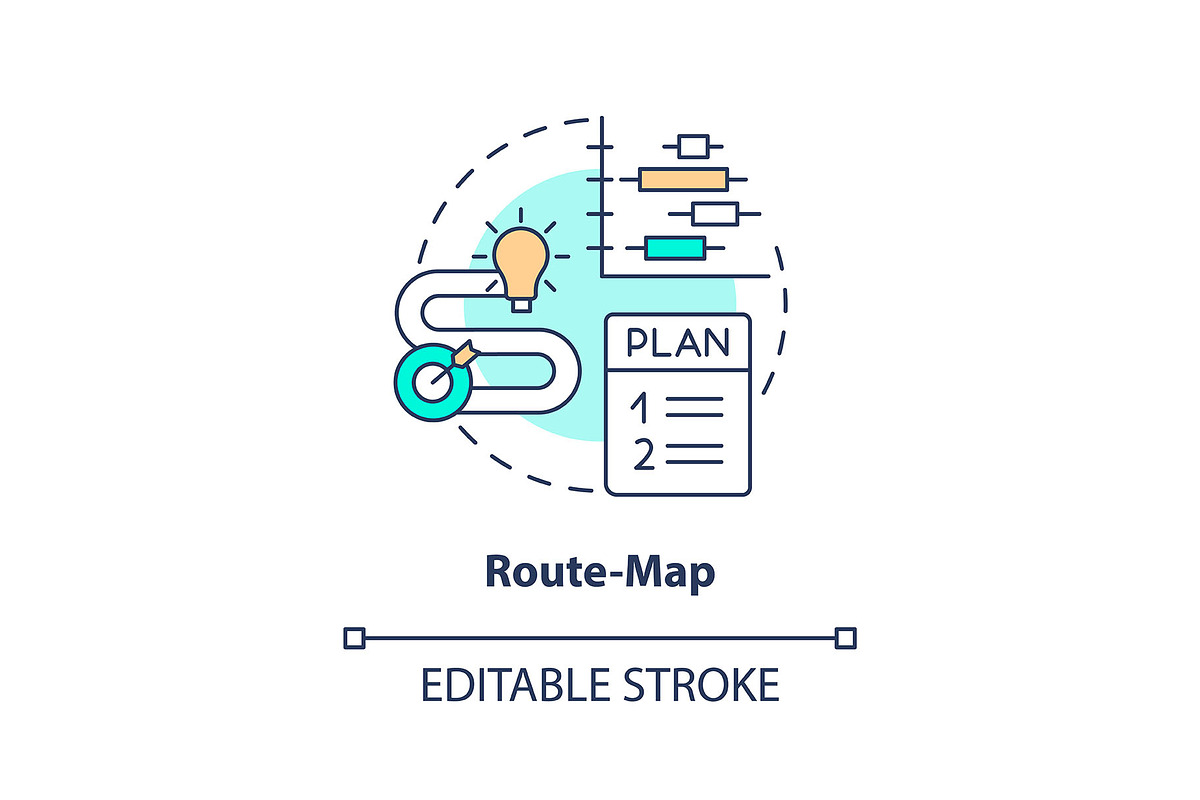 Route map concept icon, an Icon by IMG Visuals