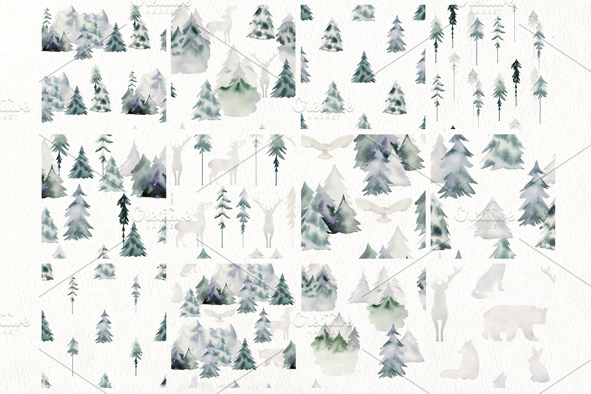 Watercolor winter forest., a Decorative Illustration by TaPilipa (Photo 9 of 9)