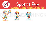 27 Sports Fun watercolor JPG white b, a Sport Illustration by John_Walker (Thumbnail 1 of 3)
