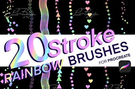 20 Procreate Rainbow Stroke Brushset