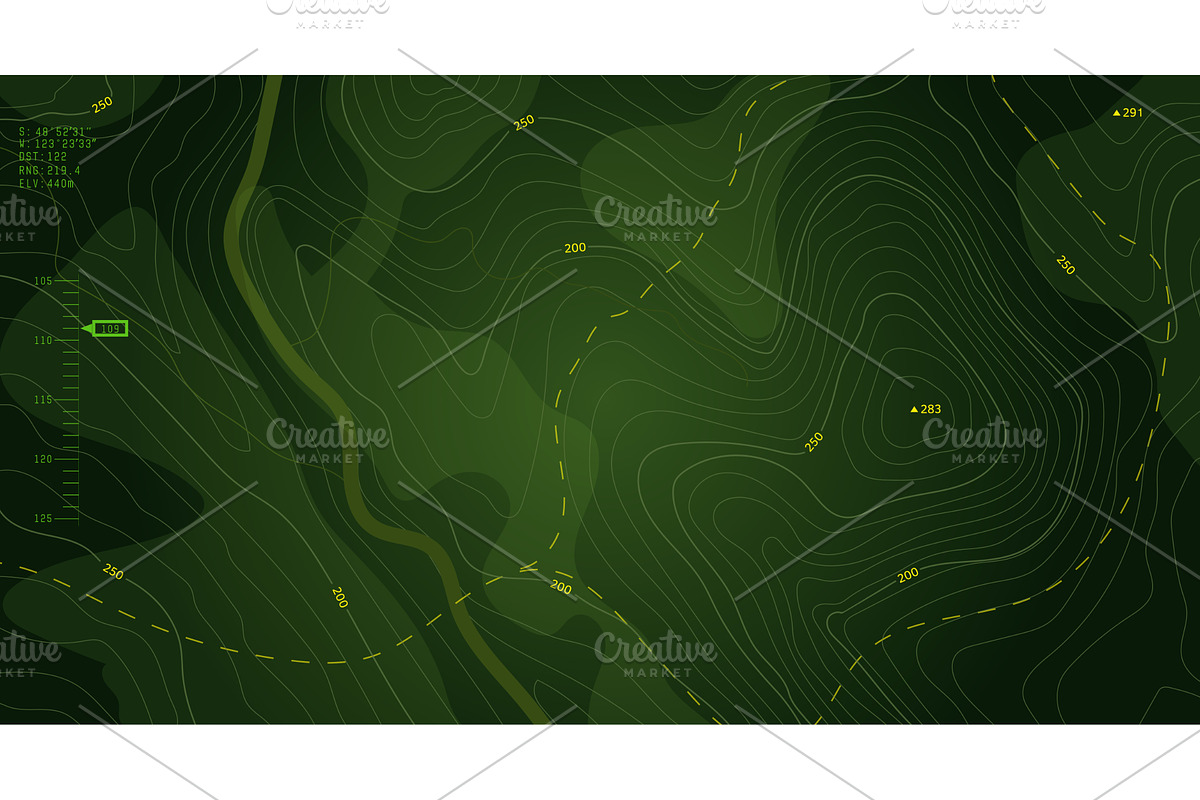 Topographic military map background, an Illustration by SkyVectors