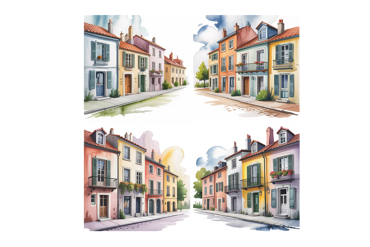 Houses watercolor set., an Object Graphic by SketchArtStudio (Photo 3 of 3)
