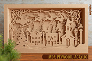 Christmas Village 3D Layered SVG Cut, an Illustration by pixaroma (Thumbnail 4 of 16)
