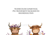 30 Floral Highland Cow Clipart, an Animal Illustration by Pati Charm Studio (Thumbnail 5 of 8)