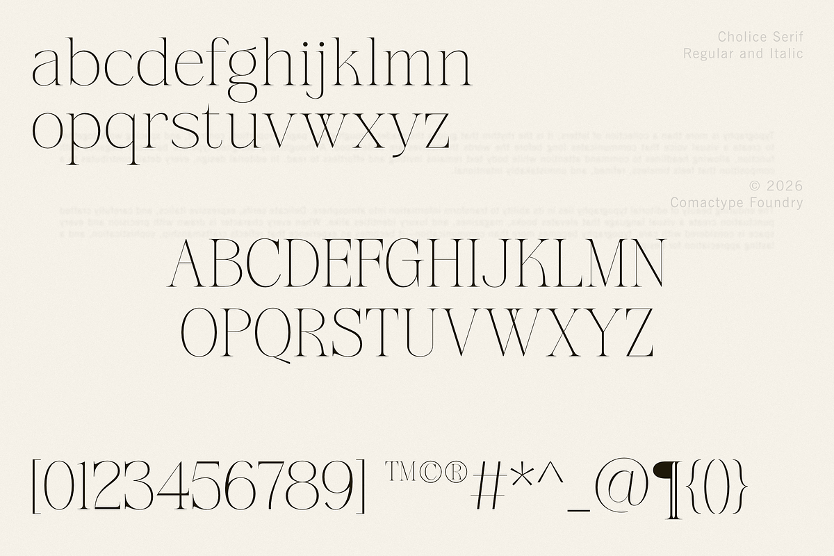 CHOLICE - A Luxurious Timeless Serif, a Serif Font by Comactype Foundry (Photo 7 of 13)