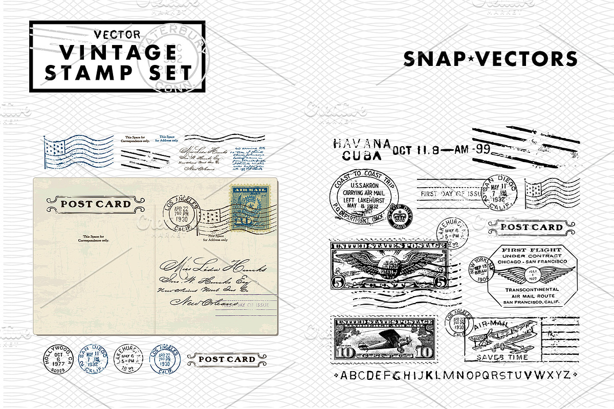 Vector Vintage Stamp Set, an Icon by Snap Vectors