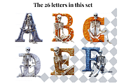 Halloween Skeleton Alphabet Letters, a Decorative Illustration by Creative Art By SamM (Thumbnail 3 of 10)