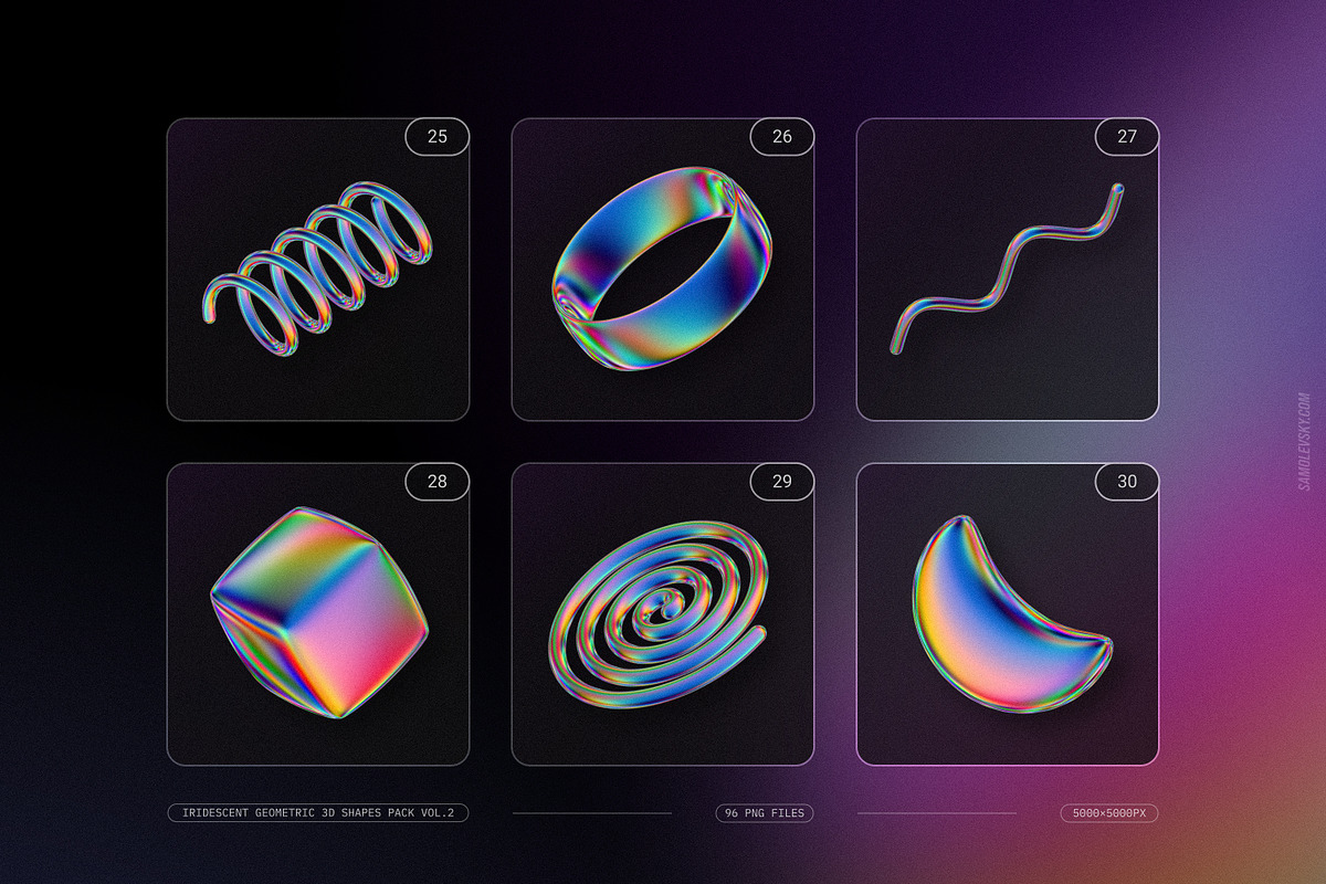 Iridescent Geometric 3D Shapes vol.2, an Object Graphic by Samolevsky (Photo 8 of 23)