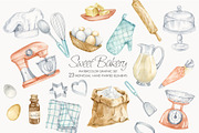 Watercolor Baking Clipart, an Illustration by AquarelleSpace (Thumbnail 1 of 5)