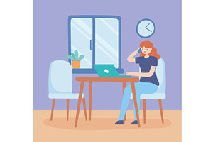 woman working at home, a Person Illustration by studiogstock