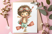 Whimsical Boy Snorkel Summer Clipart, an Illustration by RobertsArt (Thumbnail 5 of 5)