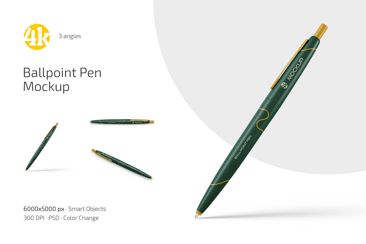 Ballpoint Pen Mockup Set, a Pens & Pencil Mockup by Country4k (Photo 1 of 4)