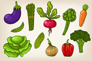 Vector vegetables and patterns