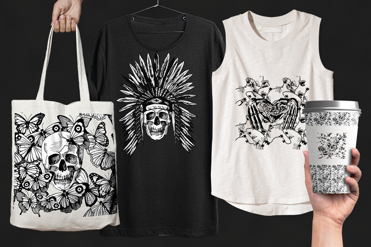 Skulls & Bones set, a Decorative Illustration by CatMadePattern (Photo 5 of 7)