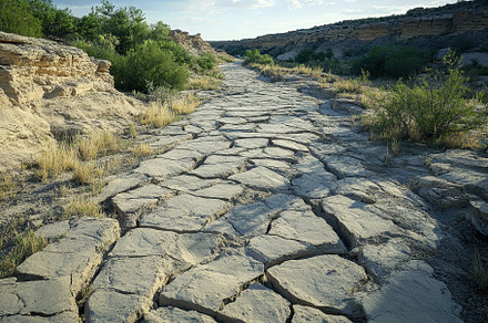 Cracked surface of a dry riverbed re, a Photo by Iftikhar Alam