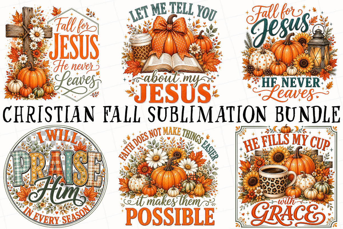 Christian Fall Sublimation Bundle, a Seasonal Illustration by OK Design (Photo 2 of 6)