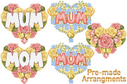 Mothers Day floral set., a Seasonal Illustration by Happy Sloth Graphics (Thumbnail 4 of 10)
