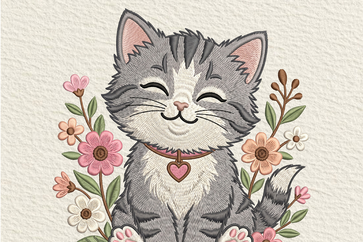 Cute Floral Cat PNG, an Object Illustration by DreamCafeArt (Photo 1 of 6)