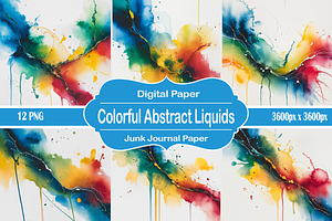 Colorful Abstract Liquids, a Pattern Graphic by Printable Treasure