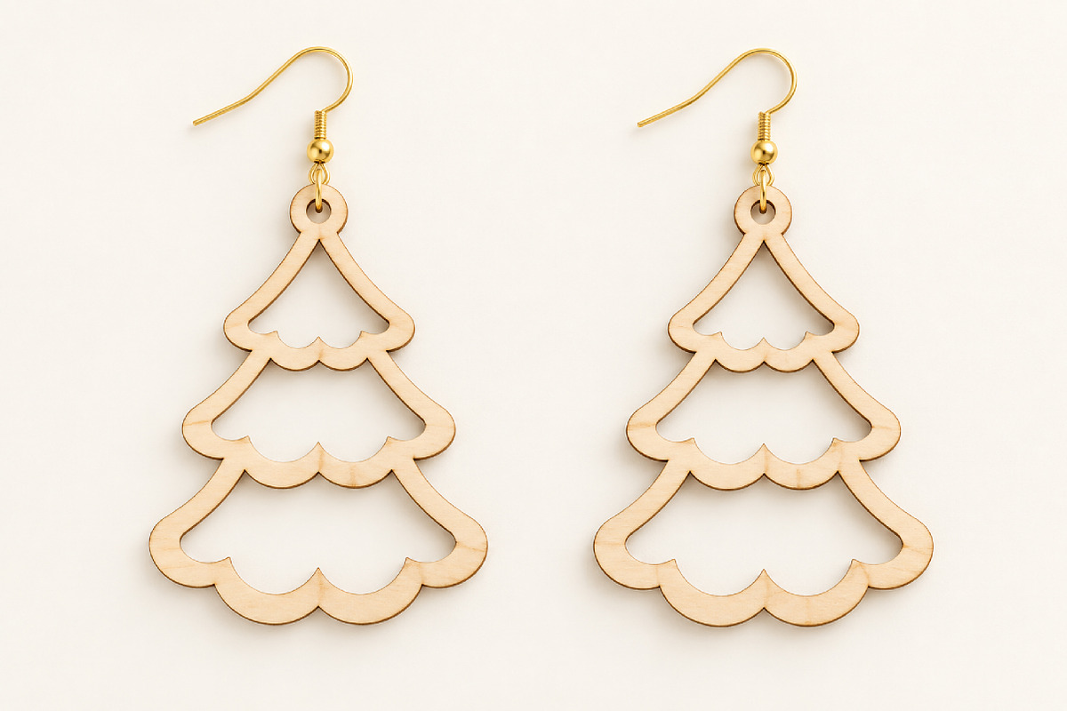 Christmas Tree Earrings Laser Cut, an Object Graphic by Canvas Craft (Photo 4 of 4)