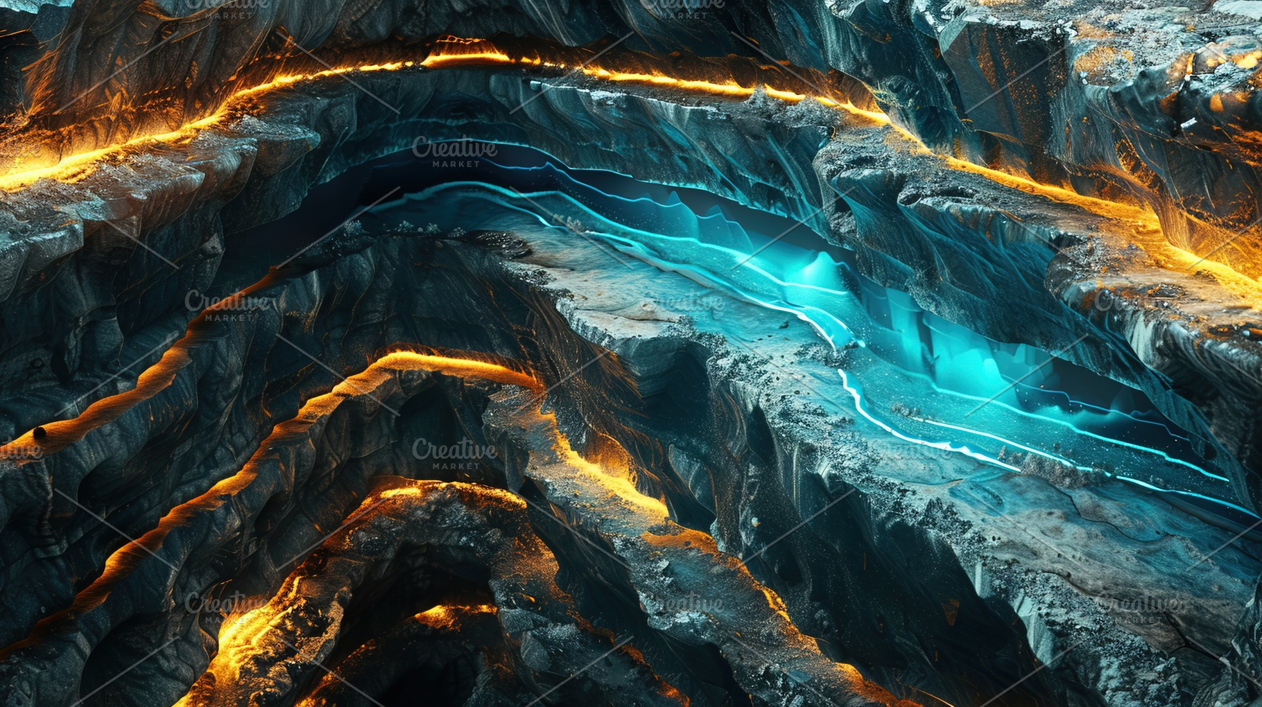 Abstract Glowing Canyon Layers, a Nature Photo by Ales Munt