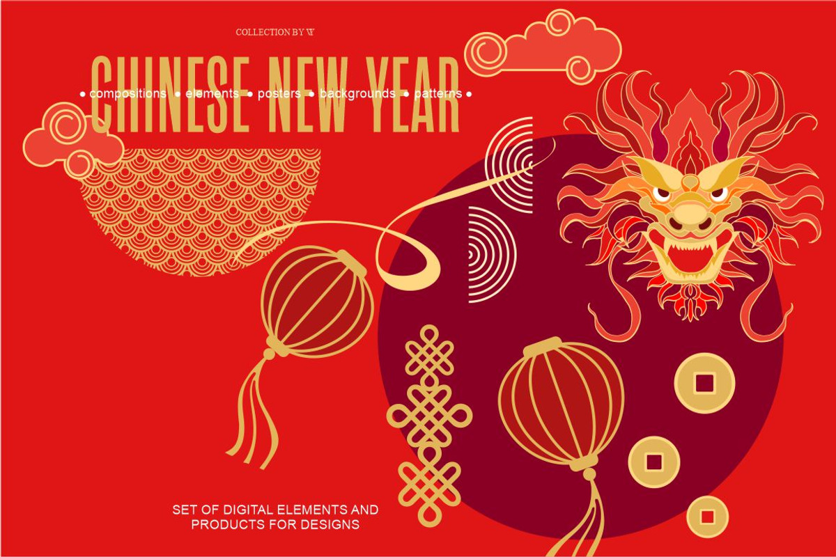 Chinese New Year-set of cliparts, a Seasonal Illustration by Collection by VY (Photo 1 of 15)
