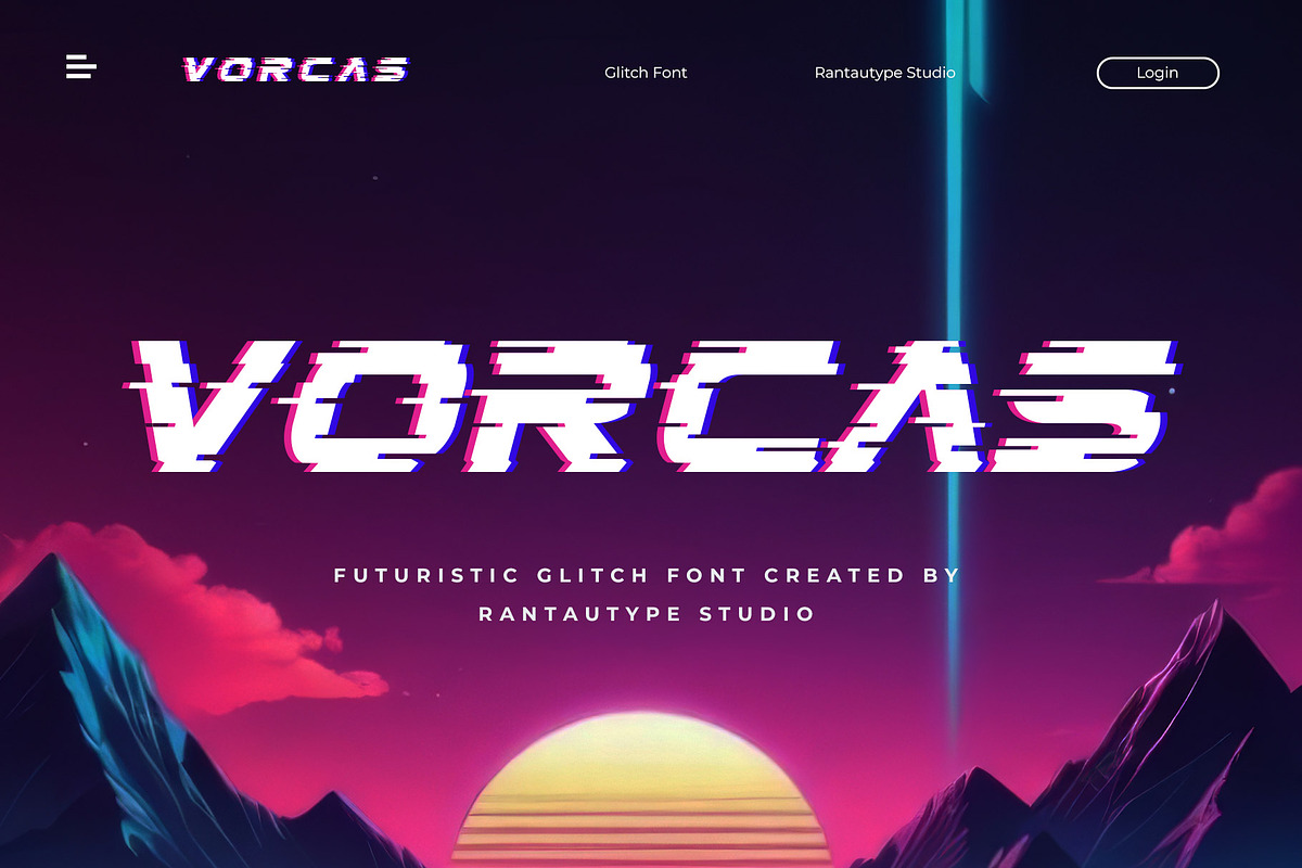 Vorcas Glitch Font, a Sans Serif Font by RantautypeStudio (Photo 1 of 15)