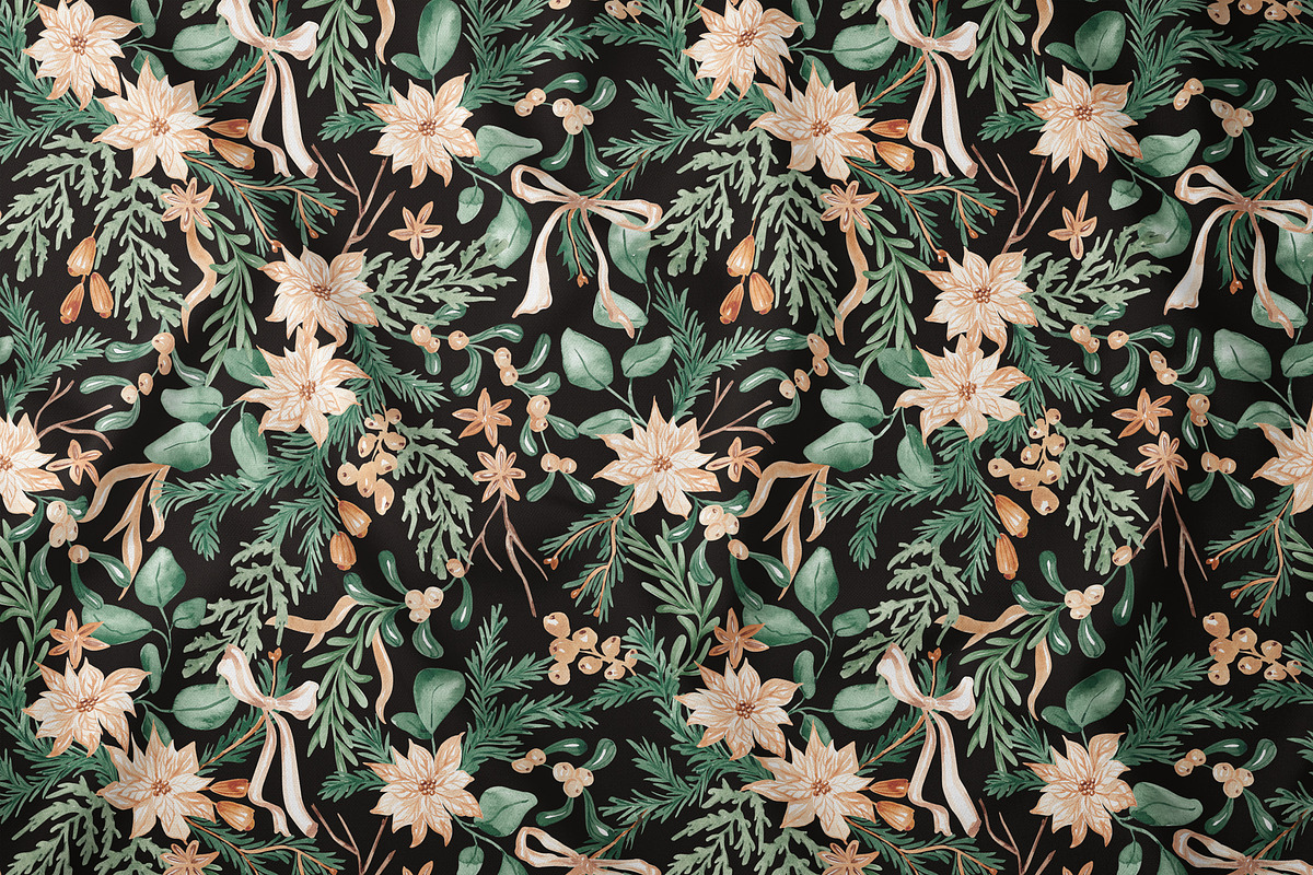 Festive Christmas Botanical Pattern, a Pattern Graphic by SirenaArt (Photo 8 of 15)
