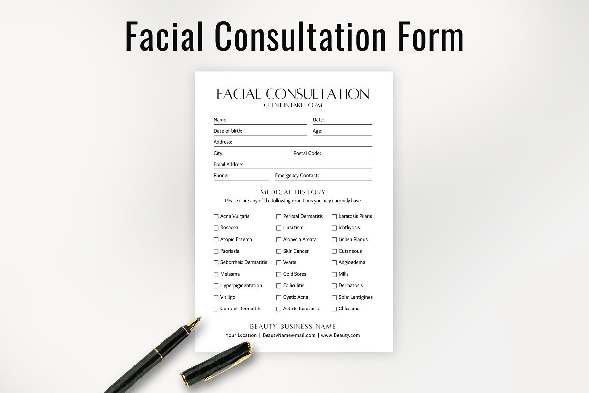 Facial Consultation Form Pdf, a Stationery Template by Snapybiz (Photo 3 of 10)