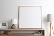 Blank print frame mockup with plants and decor on light backgrou, a Photo by Dvoevnore photos (Thumbnail 2 of 2)
