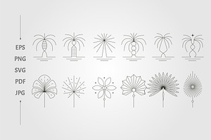 palm tree and leaves vector logo, an Object Illustration by lawoel