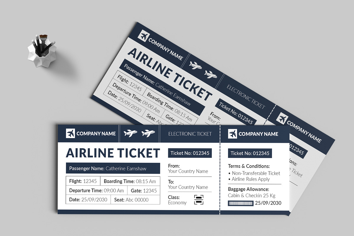 Airline Ticket Template, a Stationery Template by ContestDesign (Photo 2 of 3)