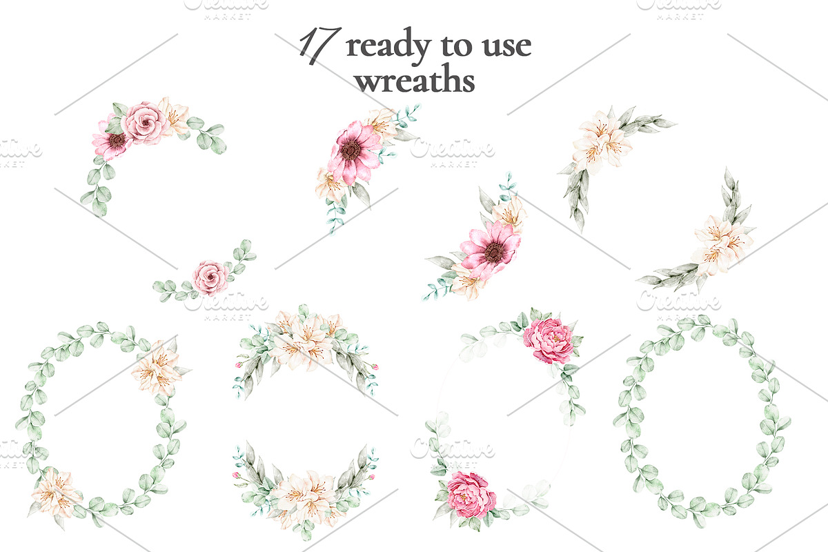 Watercolor Floral Clipart, a Decorative Illustration by Eves_Aquadreams (Photo 14 of 18)