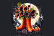 Halloween Floral Rain Boots Cliparts, a Seasonal Illustration by ThatsDesignArt (Thumbnail 3 of 10)