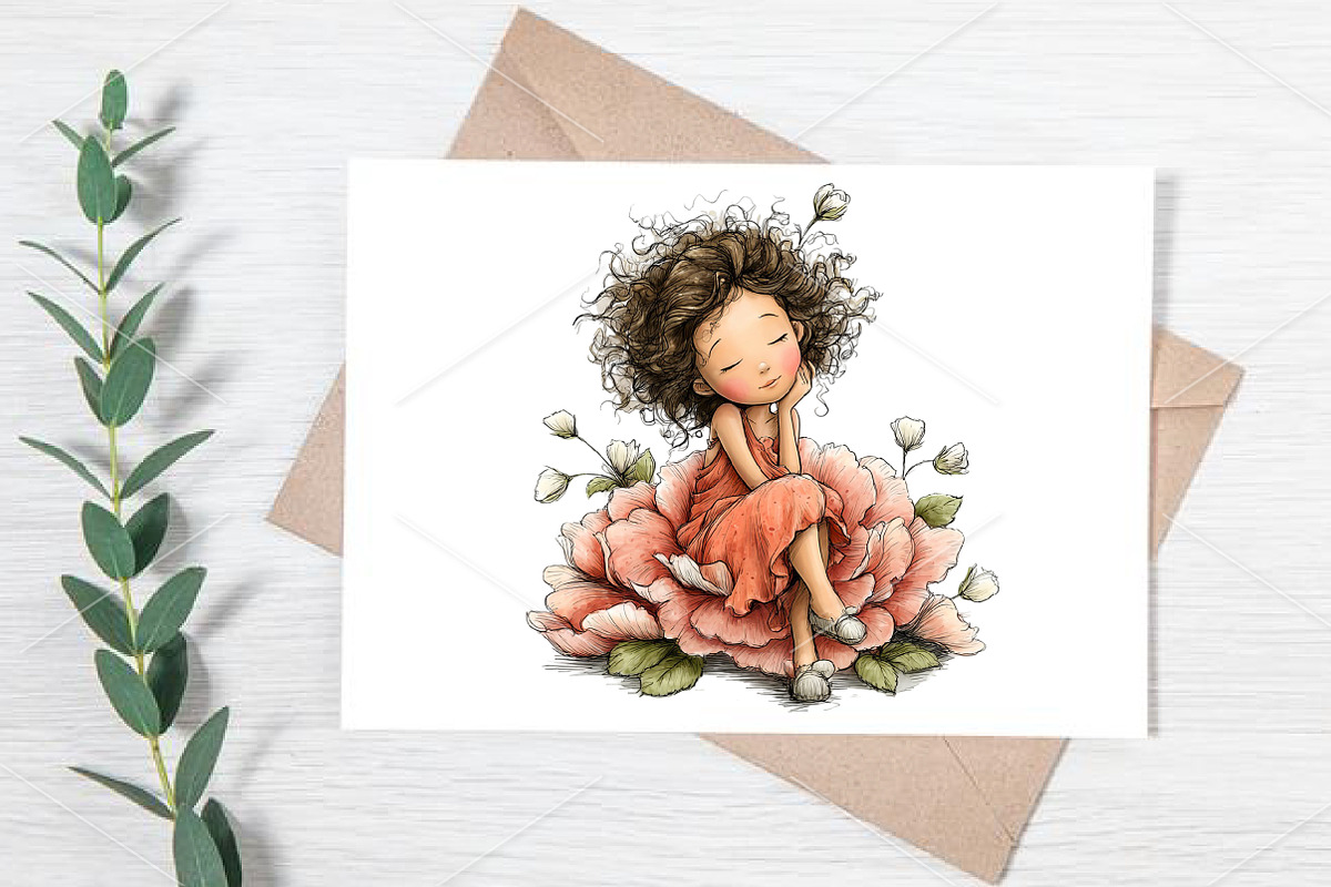 Whimsical Girl & Flower Spring PNG, an Illustration by Canvas Craft (Photo 6 of 7)