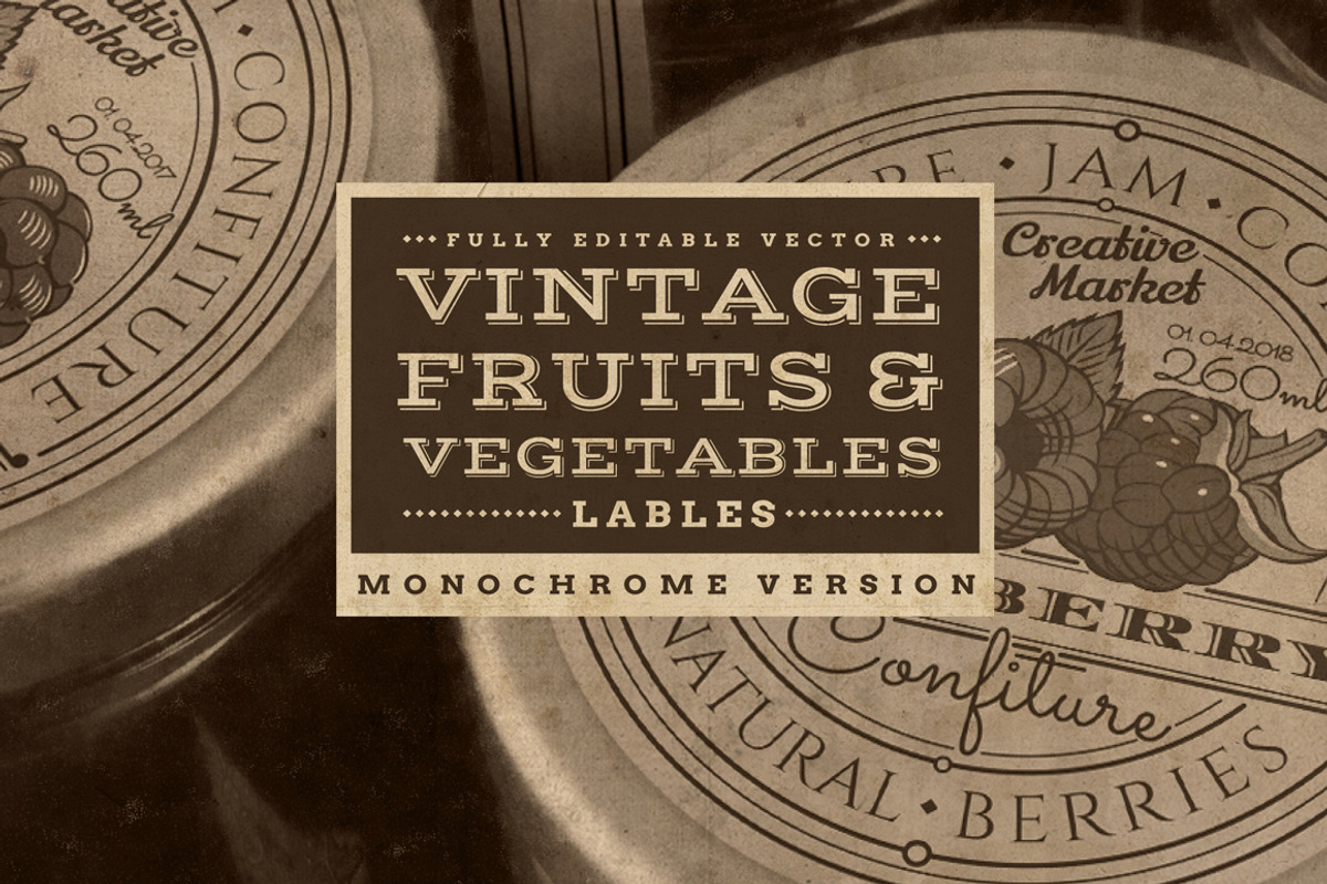 Vintage Fruits & Vegetables Labels, a Decorative Illustration by ConceptCafe (Photo 1 of 3)
