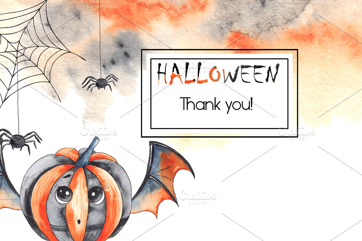 Halloween party. Watercolor set, an Object Graphic by Ana-Sakuta (Photo 14 of 14)