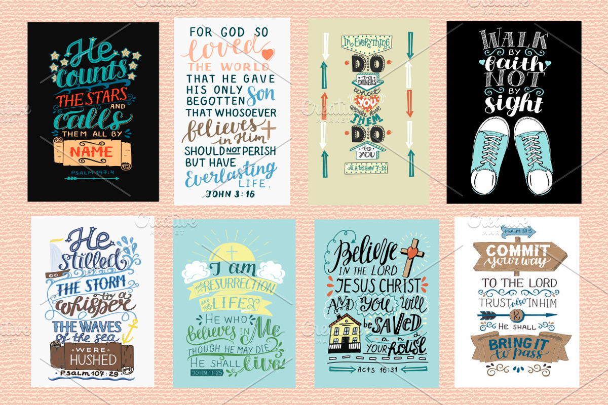 BUNDLE 62 colorful BIBLE VERSES, an Education Illustration by Ola-la-la (Photo 5 of 16)