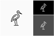 Stork Heron Flamingo Line Art Logo, a Branding & Logo Template by ika trisiana (Thumbnail 1 of 2)