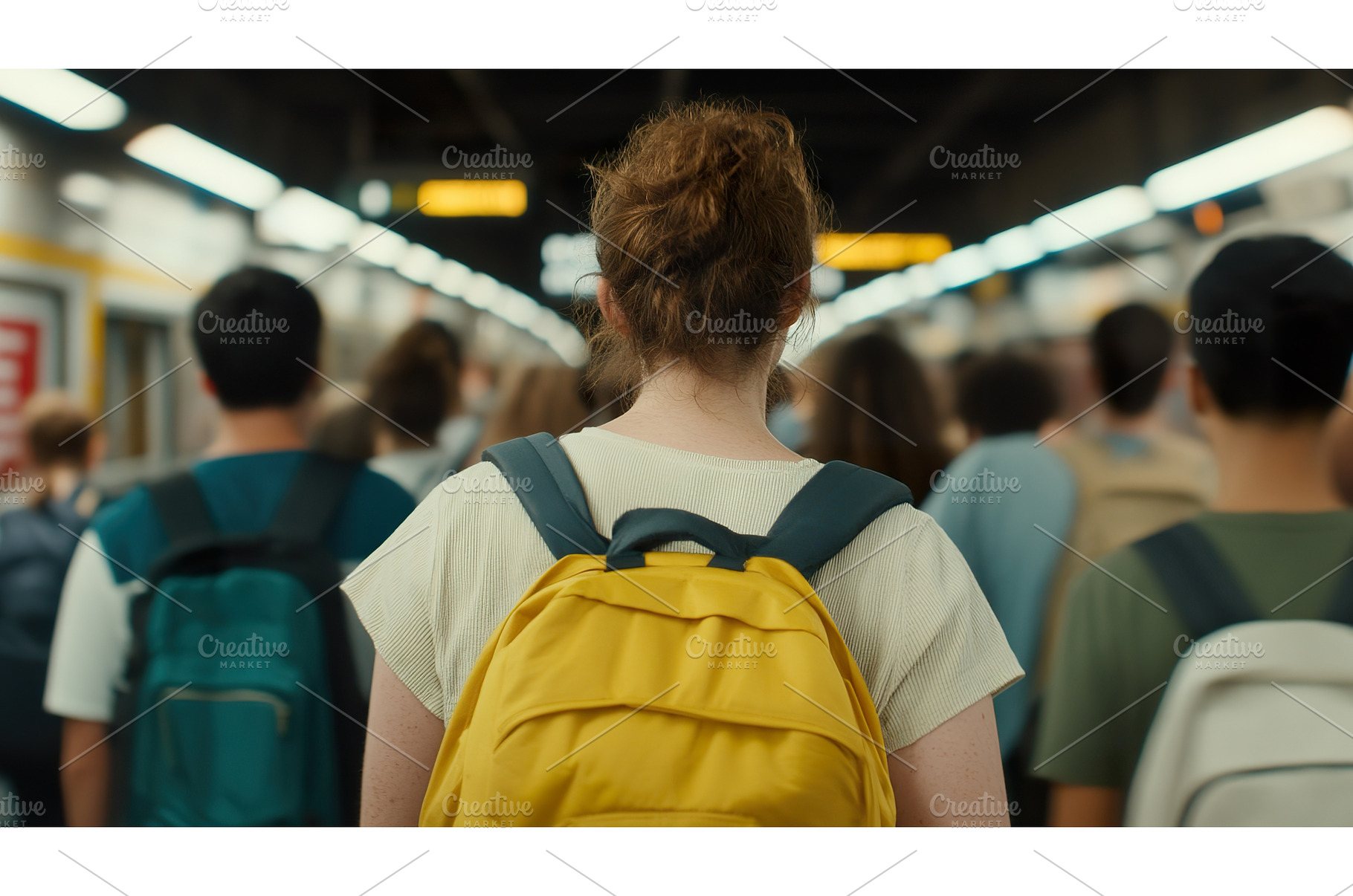 Commuters navigating busy subway, a Transportation Photo by Lermont51