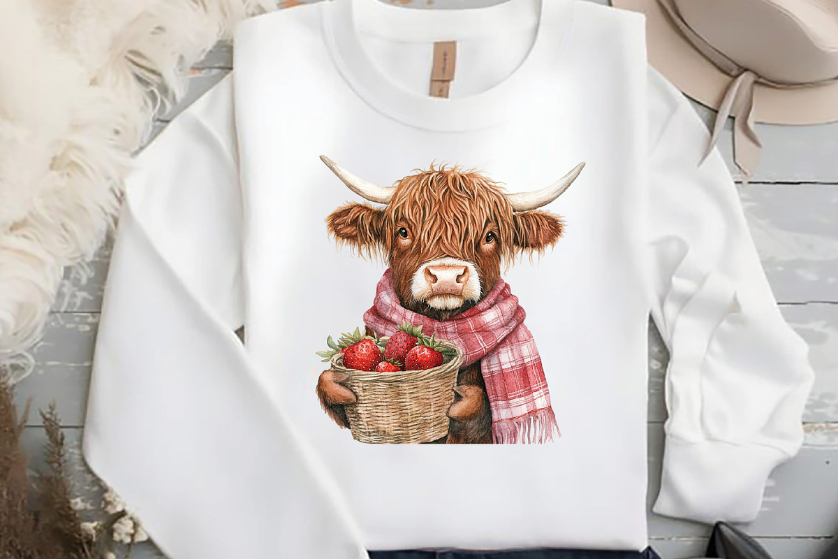 Watercolor Summer Highland Cow, an Illustration by DreamCafeArt (Photo 5 of 8)