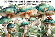 Whimsical Summer Mushroom Clipart, an Illustration by Black Bird Studio (Thumbnail 1 of 5)