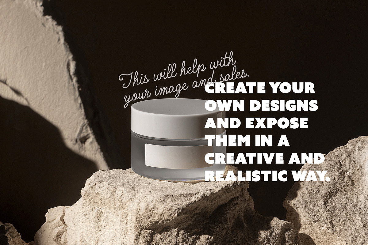 Cosmetic Jar Mockup On Stone, a Packaging Mockup by McLittle Stock (Photo 1 of 4)