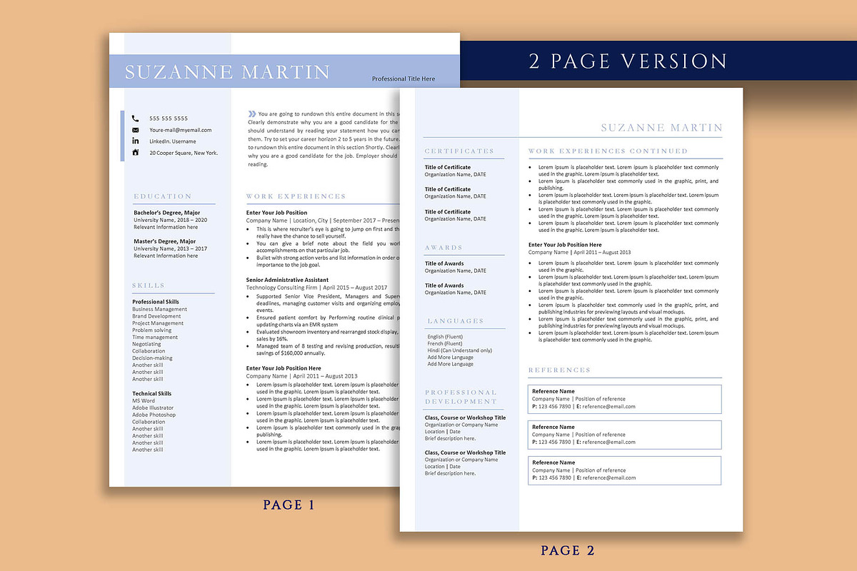 Clean Professional Resume Template, a Resume Template by VictoriousVita (Photo 3 of 8)