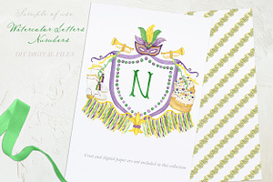 Barocco Green Watercolor Letters