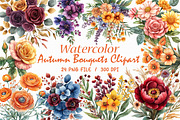 Autumn Bouquets Clipart, an Illustration by Libby Wishes (Thumbnail 1 of 10)