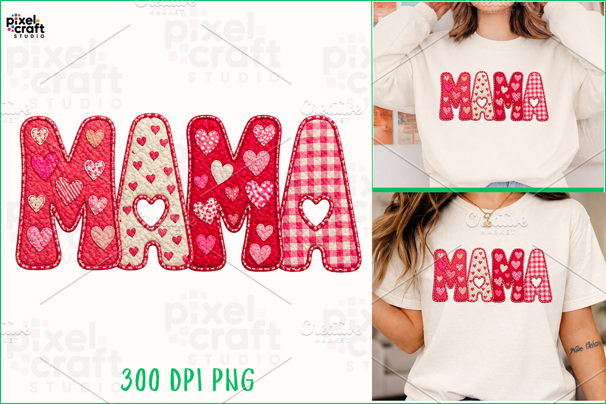 Retro Patchwork MAMA PNG, a Seasonal Illustration by Ink Gallery (Photo 2 of 7)